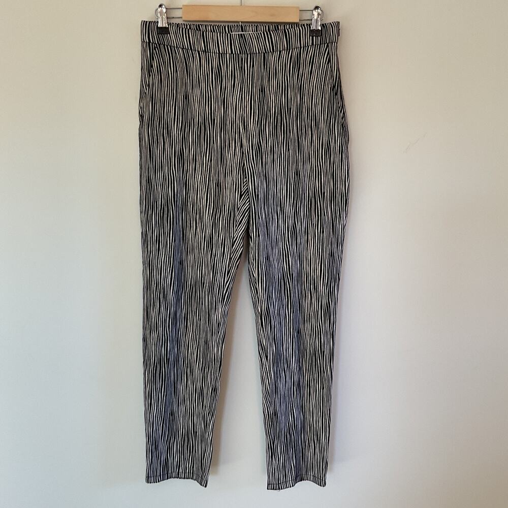 Max Mara Textured Zebra-Print Pants Sz 8 Black And White Cotton Academia preppy